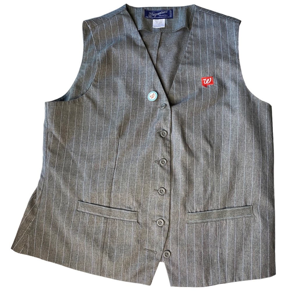 Walgreens uniform vest women’s large gray with pin